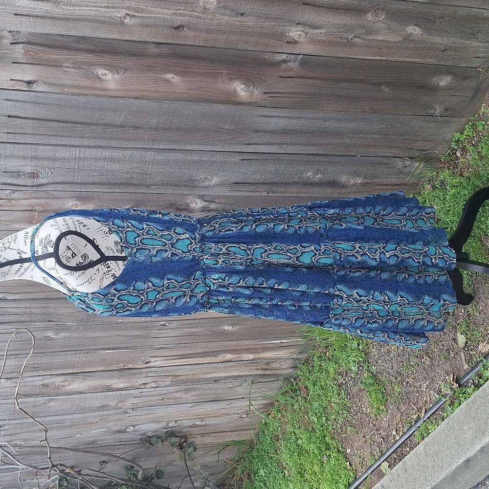 Sundance Blue Snake Python Print Tiered Halternec… - image 5